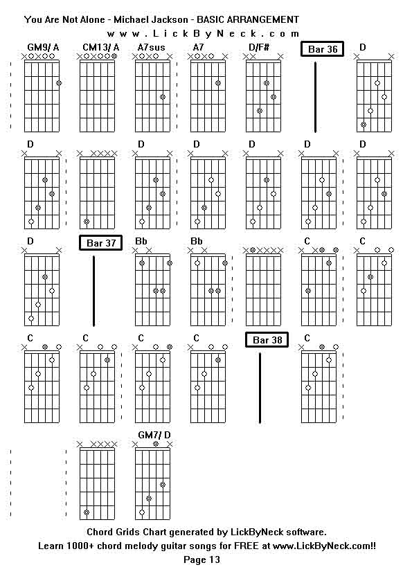 Chord Grids Chart of chord melody fingerstyle guitar song-You Are Not Alone - Michael Jackson - BASIC ARRANGEMENT,generated by LickByNeck software.